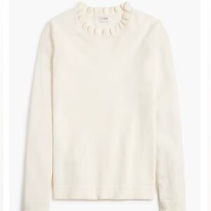 J. Crew Factory Cream Ruffle Neck Sweater